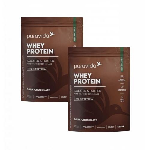 2x Whey Protein Isolado- Dark Chocolate- 450g- PuraVida 2x Whey Protein Isolado- Dark Chocolate- 450g- PuraVida