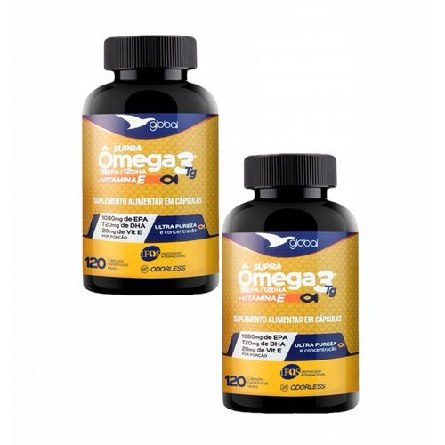 2x Supra Ômega 3 T.G- 1080mg EPA- 720mg DHA- Vit.E-120 Caps 2x Supra Ômega 3 T.G- 1080mg EPA- 720mg DHA- Vit.E-120 Caps
