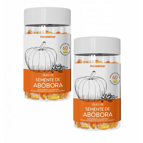 2x Óleo Semente De Abóbora 1000mg- Vitamina E- 60 Cápsulas sem sabor