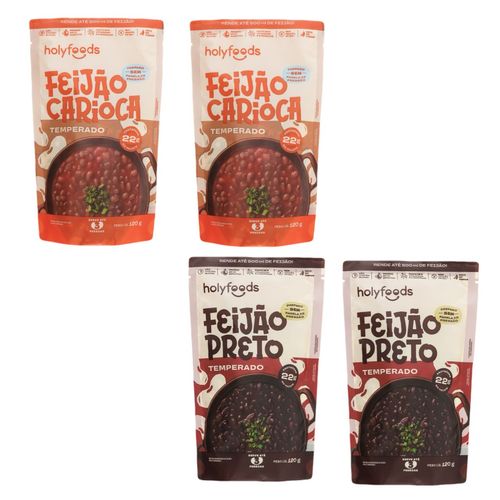 2x Feijão Carioca e Preto- Temperado Pronto- Holysoup- 120g
