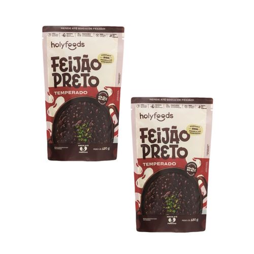 2x Feijão Preto Temperado Pronto- Holysoup- 120g