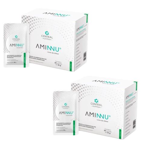2x Aminnu Sem Xilitol-30 Sachês- Central Nutrition- Limão Limão