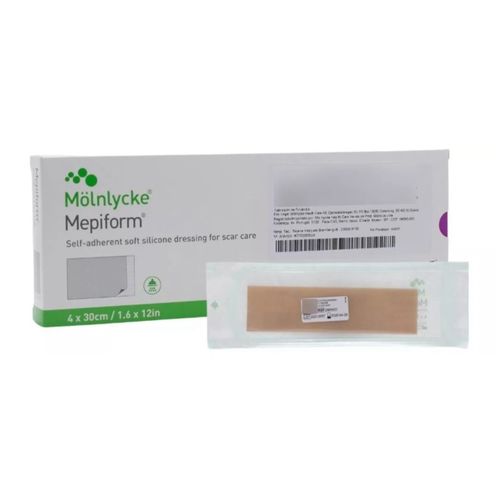 Curativo de Silicone para Cicatrizes e Queloides Mepiform 4×30cm (unidade) - Molnlycke
