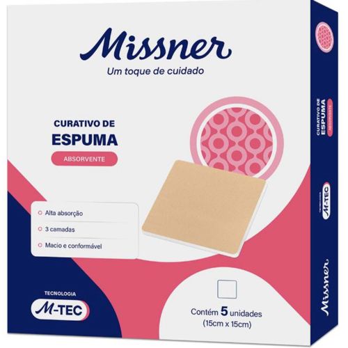 Curativo de Espuma Absorvente de Silicone 15cmX15cm (unidade) - Missner