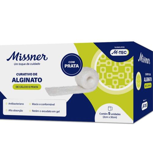 Curativo Alginato de Cálcio e Prata Fita 2cmX30cm (cx 5 unidades) - Missner