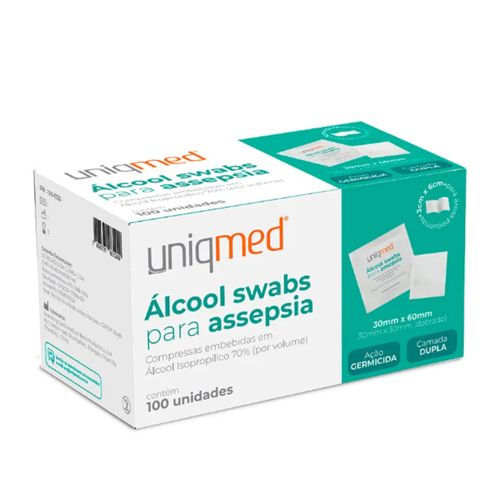 Lenço Umedecido em Alcool para Assepsia (caixa com 100 unidades) - Uniqmed