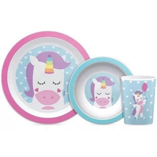 Kit Refeição Infantil Animal Fun Unicórnio 3 peças - Buba