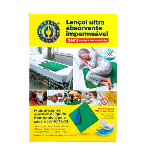 Lençol impermeável ultra absorvente 2 em1 90X80cm - Ortho Pauher Lençol impermeável ultra absorvente 2 em1 90X80cm - Ortho Pauher