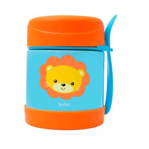 Pote Térmico Infantil 320mL com Talher Animal Fun Leão - Buba