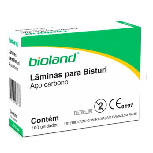 Lamina para Bisturi em Aço Carbono Nº 15 (caixa com 100 unidades) - Bioland