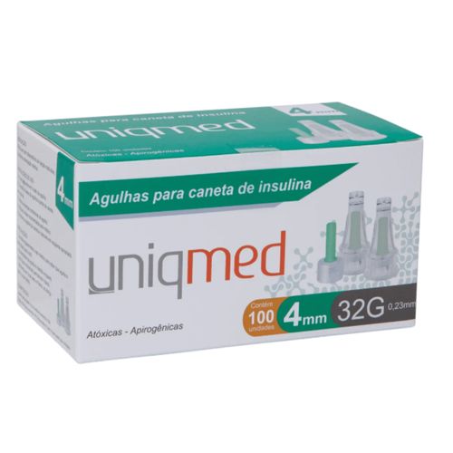Agulha para Caneta de Insulina 4mmX32G (caixa com 100 unidades) - Uniqmed