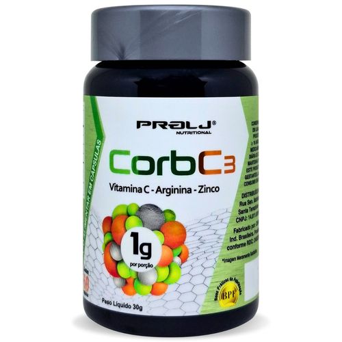 Corb C3 1000mg Vitamina C, Zinco e Arginina 60 cápsulas | Prolj Nutritional CORB C3 1000MG NA PORÇÃO 60 CÁPSULAS