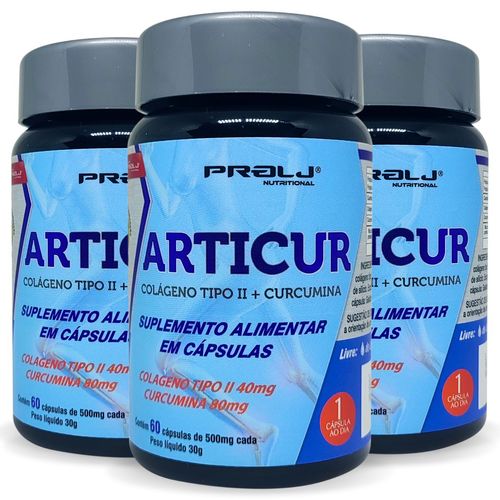 Kit 3 Articur Colágeno Tipo 2 + Curcumina 120 Cápsulas Prolj Nutritional ARTICUR COLÁGENO TIPO 2 + CURCUMINA 120 CÁPSULAS PROLJ NUTRITIONAL KIT 3