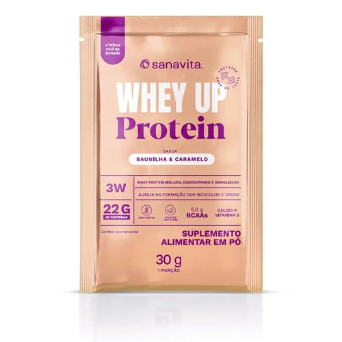 Sachê Whey Protein 3W + BCAA 30g Sabor Baunilha e Caramelo Sanavita