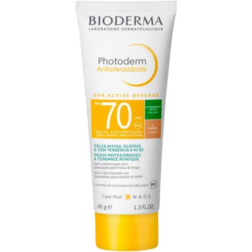 Protetor Solar Facial com Cor Bioderma Photoderm Antioleosidade FPS 70 - Cor 3 - Médio