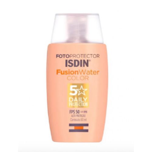Protetor Solar Facial Isdin Fusion Water FPS50 50ml Cor Média + Sérum Facial Vitamina C Fermeté 30ml