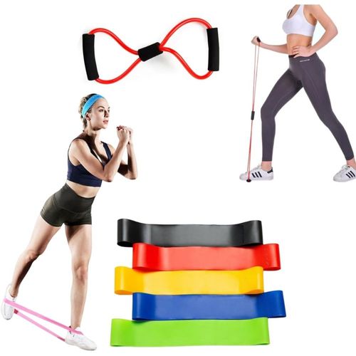 Kit Elástico Extensor Para Exercicio E Conjunto 5 Faixa Elastica Thera Band Treino Em Casa Ginastica Fisioterapia Yoga Unissex Único Preto