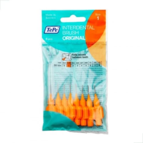 Escova Interdental 0.45mm Laranja TePe Higiene Dentes Sensíveis Aglutinados Remoção Placas Fio Dental Alternativo Suave