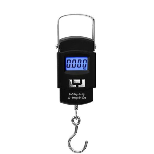 Balança Portátil Digital de Mão Com Gancho Mala Bagagem Pesca Alça Mala Até 50kg Alta Precisão Preto
