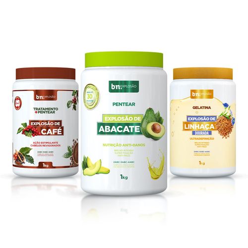 Kit Combo Creme de Pentear e Tratamento Explosão de Café + Abacate + Gelatina de Linhaça 1Kg (3 itens) | BN Cachos Kit Combo Creme de Pentear e Tratamento Explosão de Café + Abacate + Gelatina de Linhaça 1Kg (3 itens) Kit Combo Creme de Pentear e Tratamento Explosão de Café + Abacate + Gelatina de Linhaça 1Kg (3 itens) | BN Cachos Kit Combo Creme de Pentear e Tratamento Explosão de Café + Abacate + Gelatina de Linhaça 1Kg (3 itens)