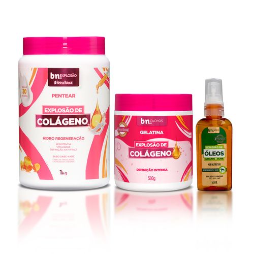 Kit com Creme de Pentear + Gelatina Explosão de Colágeno + Óleo de Abacate e Oliva | BN Cachos Kit com Creme de Pentear + Gelatina Explosão de Colágeno + Óleo de Abacate e Oliva Kit com Creme de Pentear + Gelatina Explosão de Colágeno + Óleo de Abacate e Oliva | BN Cachos Kit com Creme de Pentear + Gelatina Explosão de Colágeno + Óleo de Abacate e Oliva