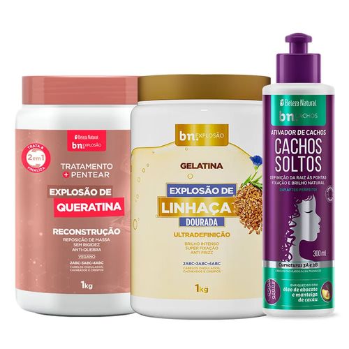 Kit Tratamento Queratina + Gelatina de Linhaça + Ativador Cachos Soltos (3 itens) | BN Cachos Kit Tratamento Queratina + Gelatina de Linhaça + Ativador Cachos Soltos (3 itens) Kit Tratamento Queratina + Gelatina de Linhaça + Ativador Cachos Soltos (3 itens) | BN Cachos Kit Tratamento Queratina + Gelatina de Linhaça + Ativador Cachos Soltos (3 itens)