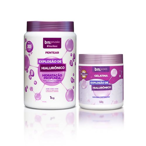Kit Creme de Pentear + Gelatina Explosão de Hialurônico (2 itens) | BN Cachos Kit Creme de Pentear + Gelatina Explosão de Hialurônico (2 itens)