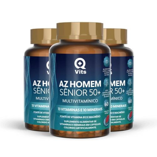 Kit AZ Homem Sênior 50+ Completo QMaisVits 180 Cápsulas Softgel