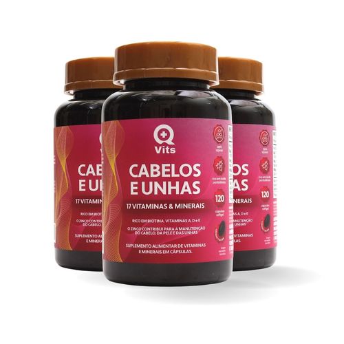 Kit Cabelos e Unhas QMaisVits 360 Cápsulas Softgel