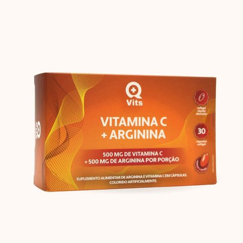 Vitamina C + Arginina 500MG QMaisVits 30 Cápsulas Softgel