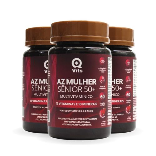 Kit AZ Mulher Sênior 50+ QMaisVits 180 Cápsulas Softgel