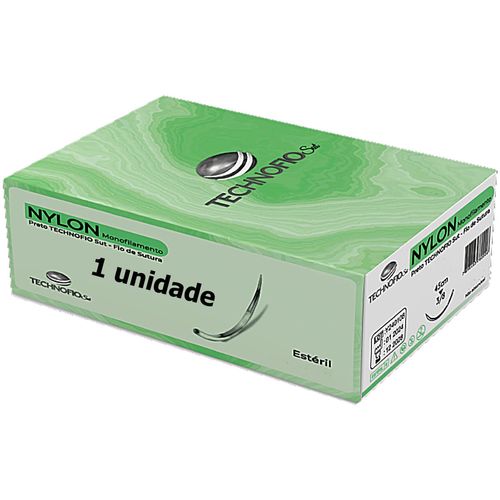 Fio Sutura Technofio Sut Mononylon 4-0 Ag 3,0cm 3/8 - unidade Fio Sutura Technofio Sut Mononylon 4-0 Ag 3,0cm 3/8 - unidade