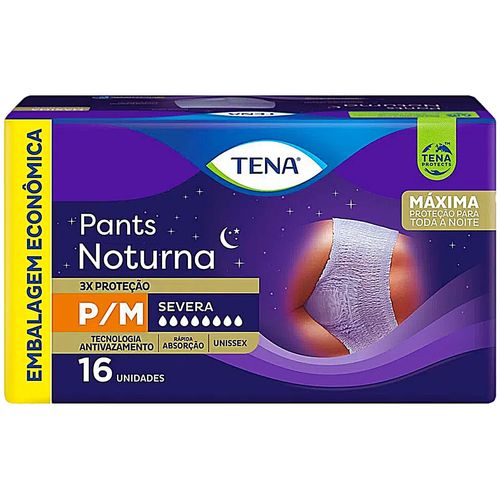 Roupa Íntima Descartável Tena Pants Noturna P/M - 16 unidades Roupa Íntima Descartável Tena Pants Noturna P/M - 16 unidades