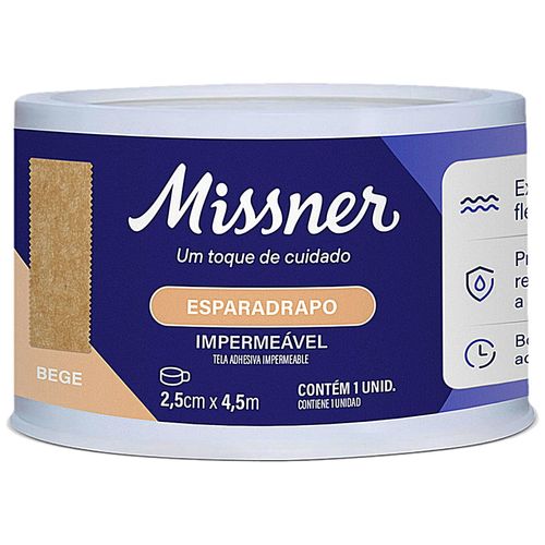 Esparadrapo Impermeável Missner Bege 2,5cm x 4,5m Esparadrapo Impermeável Missner Bege 2,5cm x 4,5m