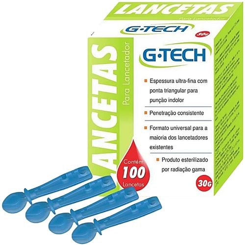 Lanceta para Caneta Lancetadora G-Tech 30G - Caixa 100 unidades Lanceta para Caneta Lancetadora G-Tech 30G - Caixa 100 unidades