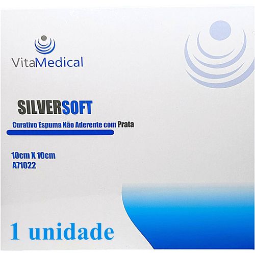 Curativo de Espuma com Íons de Prata Silversoft - 10x10cm - Unidade Curativo de Espuma com Íons de Prata Silversoft - 10x10cm - Unidade