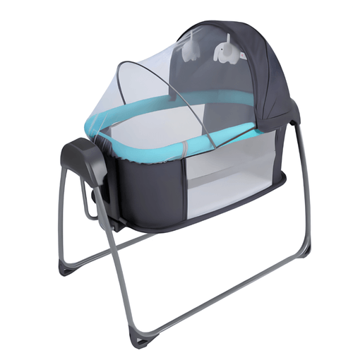 Berço Techno Bluetooth Balanço com Timer e Música Chumbo e Verde - Mastela Berço Techno Bluetooth Balanço com Timer e Música Chumbo e Verde - Mastela