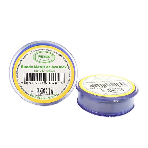 Fita Banda Matriz Metálica Aço Inoxidável Bobina 50cm Preven 5mm Fita Banda Matriz Metálica Aço Inoxidável Bobina 50cm Preven 5mm