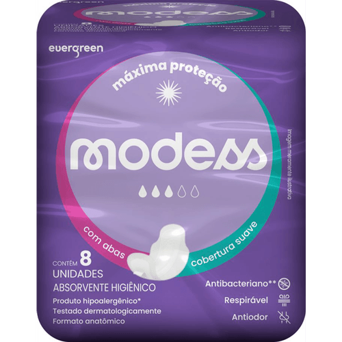 Absorvente Modess Suave C/Abas C/8Un