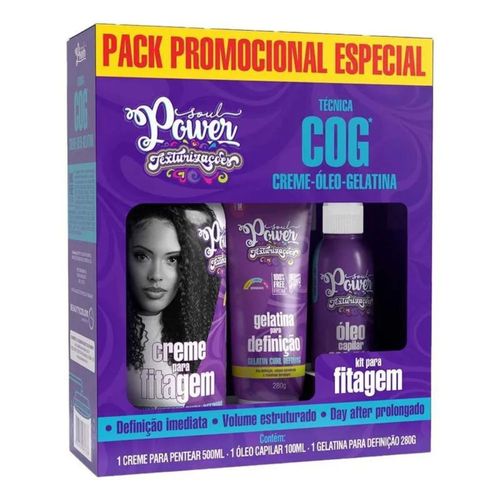 Soul Power Técnica Cog Kit - Creme Para Fitagem + Óleo Capilar + Gelatina Kit