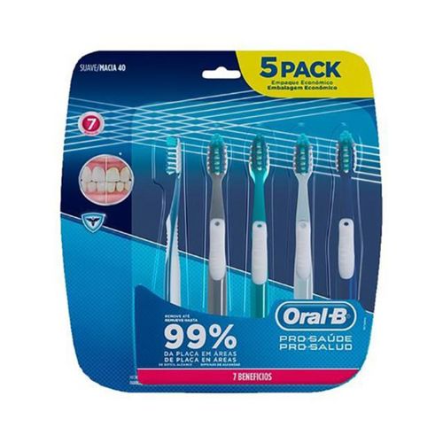 Escova Dental 7 Benefícios Pro-Saúde Oral-B Pack c/5 Unidades