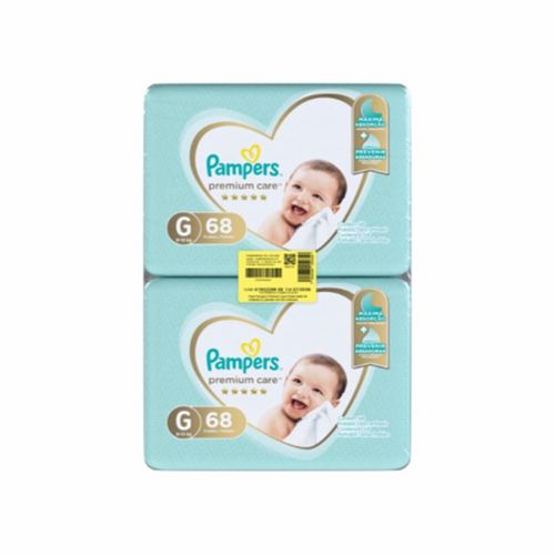 Pack Fralda Descartável Infantil Pampers Premium Care G 9 A 13Kg Pacote 2 Unidades 68 Fraldas Cada Pacote