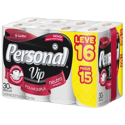 Papel Higiênico Personal Folha Dupla 30m c/16 Unidades Neutro