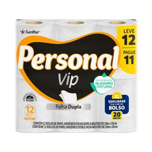 Papel Higiênico Personal 20 Metros c/12 Unidades Folha Dupla Neutro