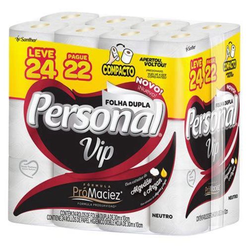 Papel Higiênico Personal 30 Metros c/24 Unidades Folha Dupla Neutro
