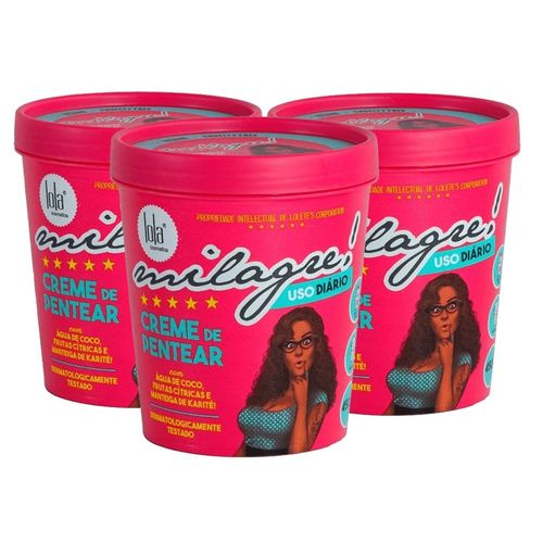 Kit 3 Cremes Para Pentear Lola Milagre 450g