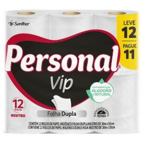 Papel Higiênico Personal 30 Metros c/12 Unidades Folha Dupla Neutro