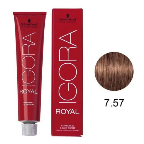 Coloração Igora Royal 7-57 Louro Médio Dourado Cobre 60g