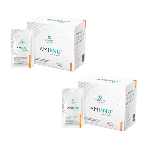 2x Aminnu Sem Xilitol-30 Sachês- Central Nutrition-Tangerina tangerina