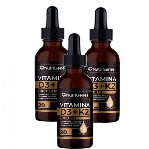 3x Vitamina D3 2000 Ui+ K2 Mk7 30mcg- Gotas- Nutrigenes 3x Vitamina D3 2000 Ui+ K2 Mk7 30mcg- Gotas- Nutrigenes